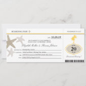Invitation Sable Starfish Buttercream Palm Tree Boarder Pass (Devant)
