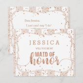 Invitation Sable Stripe Rose Gold Serez-vous ma femme d'honne (Devant / Derrière)