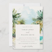 Invitation Sable Tropical Beach Aquarelle Palm Trees Mariage (Devant)