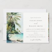 Invitation Sable Tropical Beach Aquarelle Palm Trees Mariage (Devant)