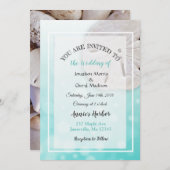 Invitation Sable turquoise Plage Dollar Thème Mariage Invitat (Devant / Derrière)