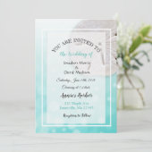 Invitation Sable turquoise Plage Dollar Thème Mariage Invitat (Debout devant)