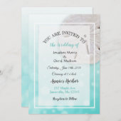 Invitation Sable turquoise Plage Dollar Thème Mariage Invitat (Devant / Derrière)