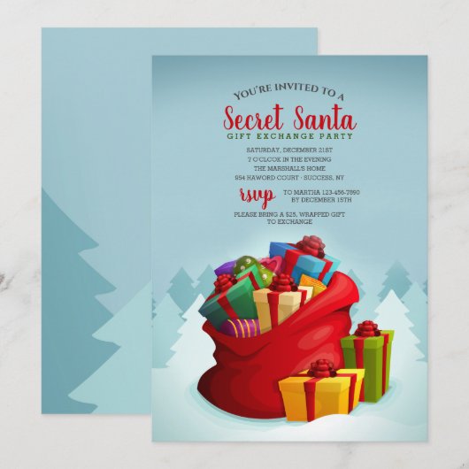 Invitation Sac à cadeaux de la réception (Devant / Derrière)