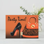 Invitation Sac à main chic, talons hauts et filles au maquill (Debout devant)