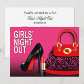 Invitation Sac à main de luxe, talons hauts et soirée entre f (Devant / Derrière)