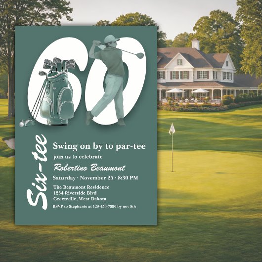 Invitation Sac Cadeaux de Golf Vert Classique 60e Anniversair