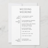 Invitation Sac de bienvenue mariage. Calendrier de fin de sem (Dos)