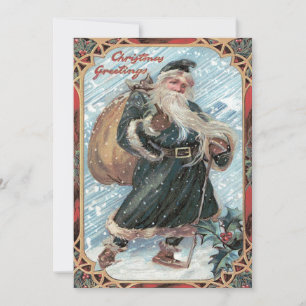 Invitation Sac de jouets du Père Noël au houx tempête hiverna