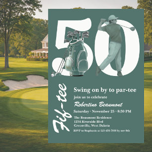 Invitation Sac Golf Bag Clubs Verts Classiques 50e Anniversai