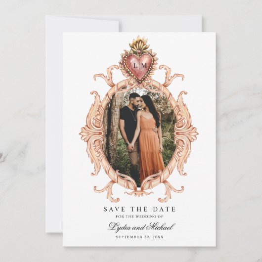 Invitation Sacred Heart Baroque Enregistrer la date (Devant)