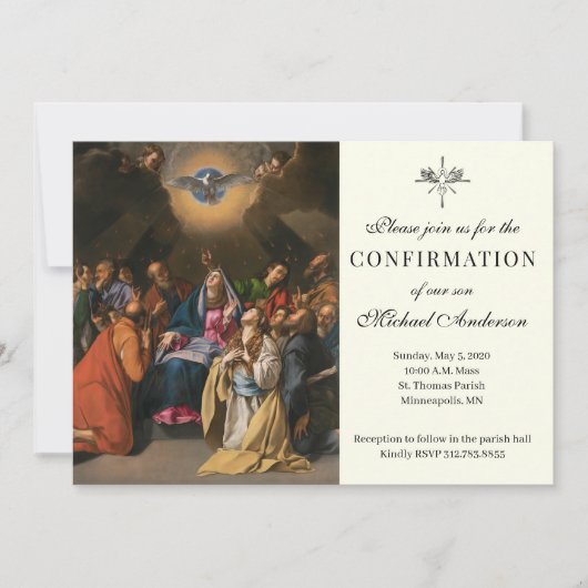 Invitation Sacrement de confirmation Pentecôte religieuse (Devant)