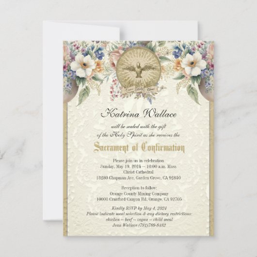 Invitation Sacrement de confirmation Religion Catholique (Devant)