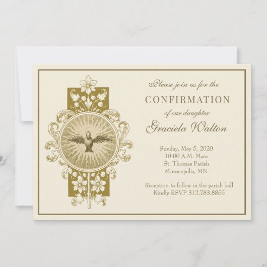 Invitation Sacrement de Confirmation Saint-Esprit Écriture (Devant)