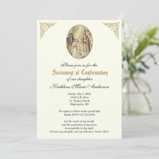 Invitation Sacrement de la fille de confirmation religieuse c (Debout devant)