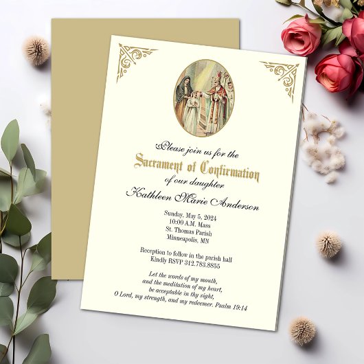 Invitation Sacrement de la fille de confirmation religieuse c