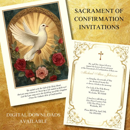 Invitation Sacrement de la prière Rose de la colombe de confi