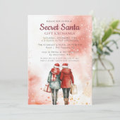 Invitation Sacs-cadeaux Secret Père Noël Pink Party (Debout devant)