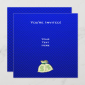 Invitation Sacs d'argent;Bleu (Devant / Derrière)