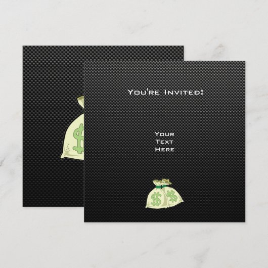 Invitation Sacs d'argent ; Lisse (Devant / Derrière)