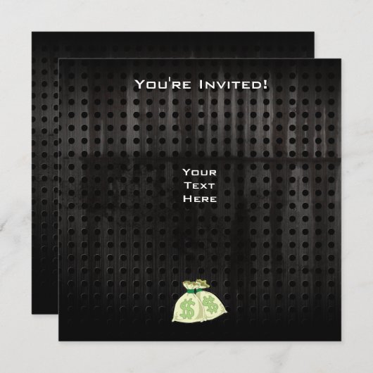 Invitation Sacs d'argent ; Rocailleux (Devant / Derrière)