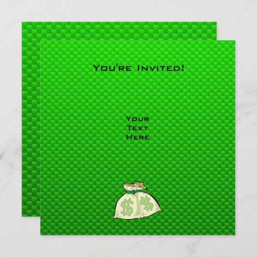 Invitation Sacs d'argent;Vert (Devant / Derrière)