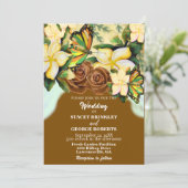 Invitation Saddle Brown Boho-Fleur sauvage Floral Mariage (Debout devant)