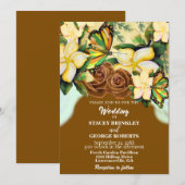 Invitation Saddle Brown Boho-Fleur sauvage Floral Mariage (Devant / Derrière)