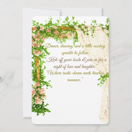Invitation Saddle & Sparkle - Rustique Mariage occidental Inv (Dos)