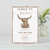 Invitation Saddle Up for Love Western Ranch Cow Skull Wedding (Debout devant)