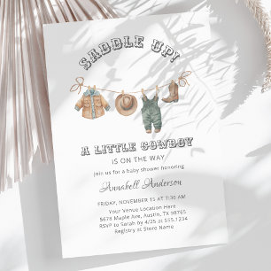 Invitation Saddle Up Little Cowboy Boy Baby shower