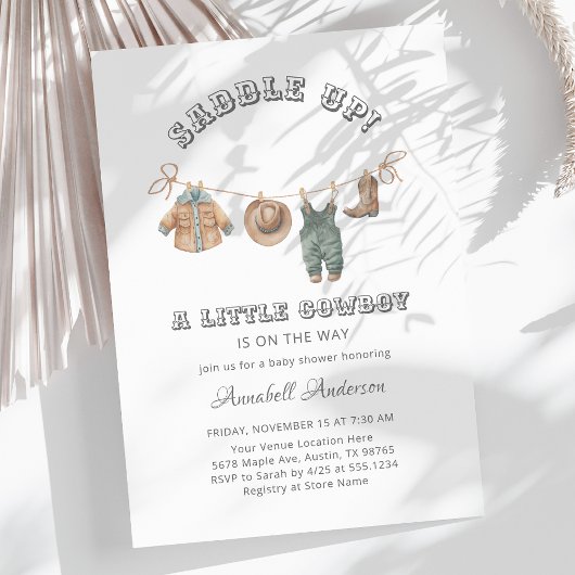 Invitation Saddle Up Little Cowboy Boy Baby shower