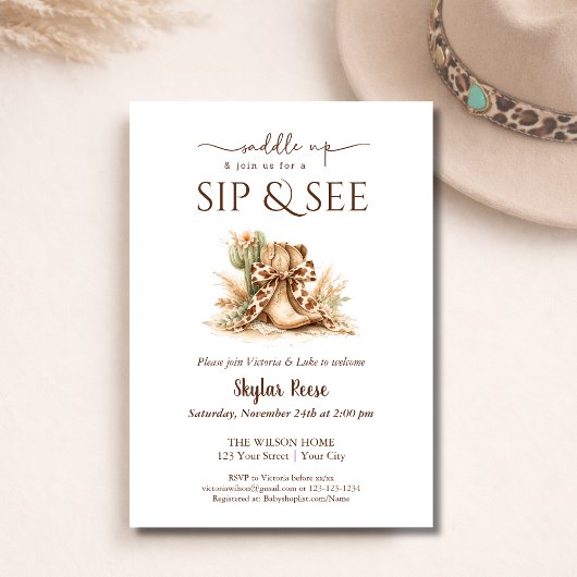Invitation Saddle Up Rustic Western Neutral Sip And See 