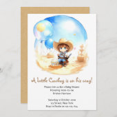 Invitation Saddup : Baby shower Western Cowboy (Devant / Derrière)
