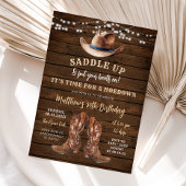 Invitation Saddup Cowboy Boots Rustic Birthday Hodown