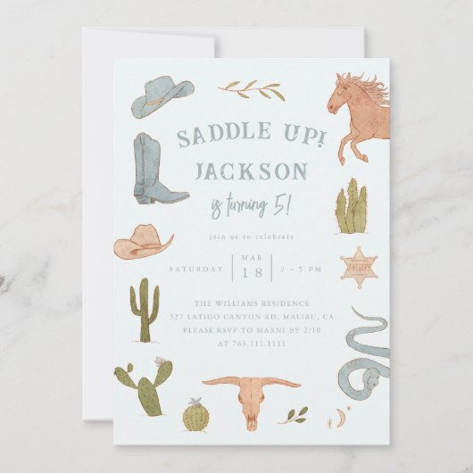 Invitation Saddup Cowboy Boy fête d'anniversaire (Devant)