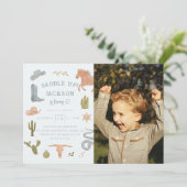 Invitation Saddup Cowboy Boy Photo de fête d'anniversaire (Debout devant)