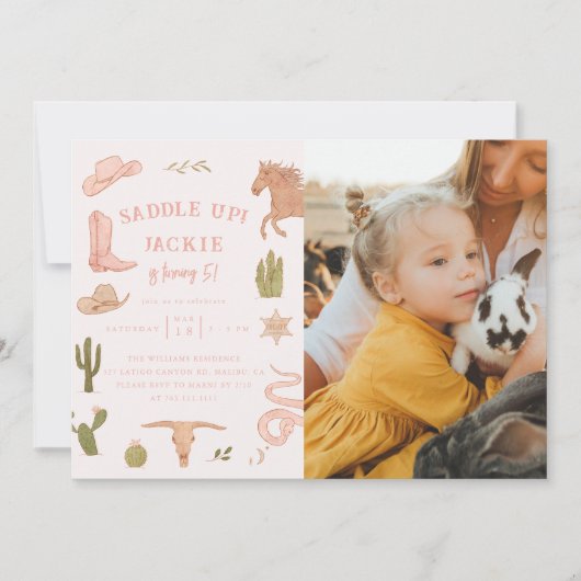 Invitation Saddup Cowgirl Anniversaire Photo (Devant)