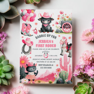 Invitation Saddup Cowgirl Premier Rodéo Occident Anniversaire
