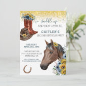 Invitation Saddup Horse Lover Sunflower Anniversaire (Debout devant)