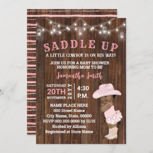 Invitation Saddup Little AA Cowgirl sur son Baby shower Way