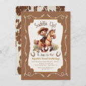 Invitation Saddup petit cheval Cowboy fête d'anniversaire (Devant / Derrière)