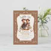 Invitation Saddup petit jumeau Cowboy cheval fête d'anniversa (Debout devant)
