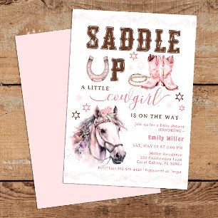 Invitation Saddup Pink Country Baby shower occidental
