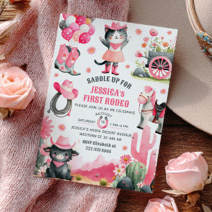 Invitation Saddup Premier Rodéo Western Cowgirl Anniversaire