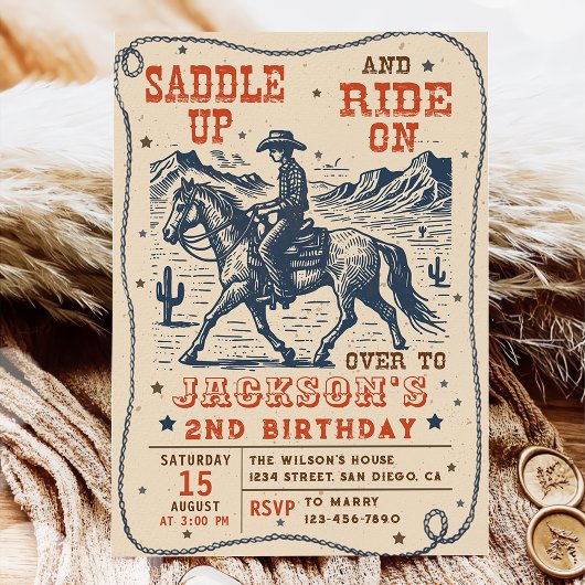 Invitation Saddup Rodeo Western Cowboy fête d'anniversaire