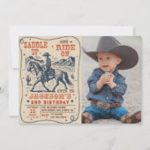 Invitation Saddup Rodeo Western Cowboy Photo Anniversaire (Devant)