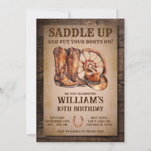 Invitation Saddup Rustic Western Anniversaire Party