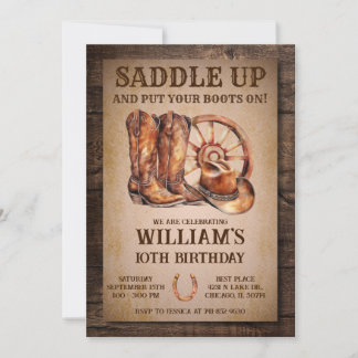 Invitation Saddup Rustic Western Anniversaire Party