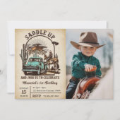 Invitation Saddup Western 1st Birthday Party Photo (Devant)